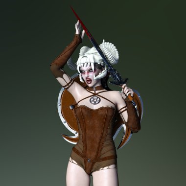 3d cg işleme kadın zombi savaşçı