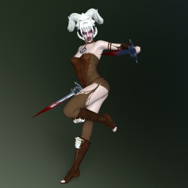 3d cg işleme kadın zombi savaşçı