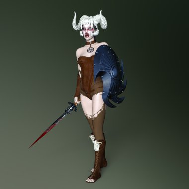 3d cg işleme kadın zombi savaşçı