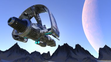 bir uzay gemisi 3d cg render
