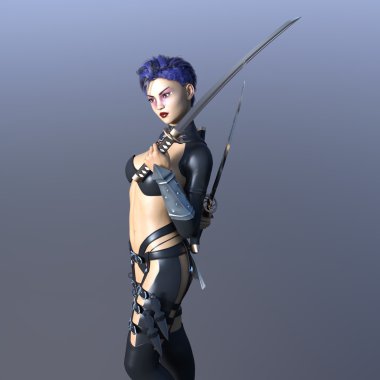 kadın bir eskrimci 3d cg render