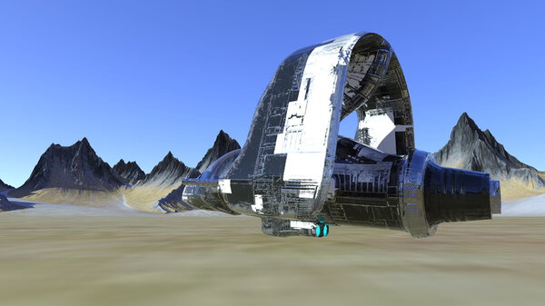 3D CG rendering of a space ship