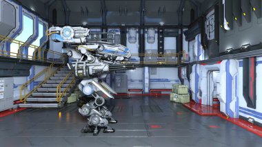 bir savaş robotu 3d cg render