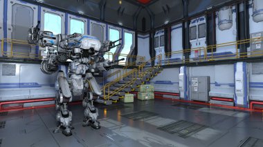 bir savaş robotu 3d cg render