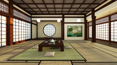 Japon tarzı Odalar 3d cg render