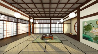 Japon tarzı Odalar 3d cg render