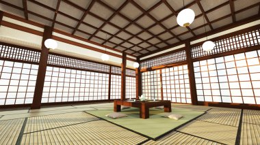 Japon tarzı Odalar 3d cg render