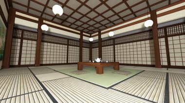 Japon tarzı Odalar 3d cg render