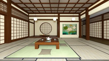 Japon tarzı Odalar 3d cg render