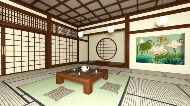 Japon tarzı Odalar 3d cg render