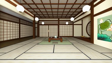 Japon tarzı Odalar 3d cg render