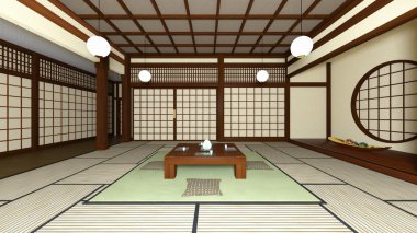 Japon tarzı Odalar 3d cg render