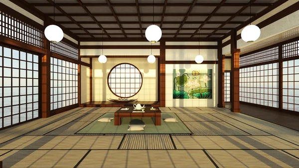 Rendering 3D CG di camere in stile giapponese — Foto Stock