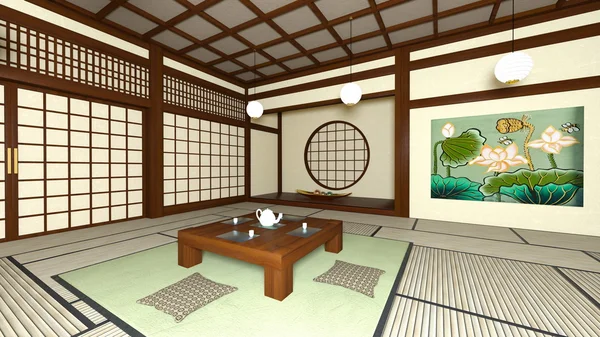 Japon tarzı Odalar 3d cg render