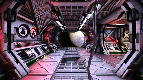 3D CG renderização de uma estação espacial — Fotografia de Stock