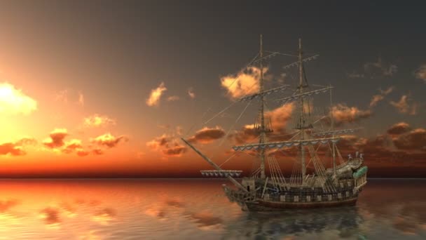 3D CG representación de un velero — Vídeo de stock