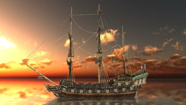 Rendering 3D CG di una barca a vela — Video Stock