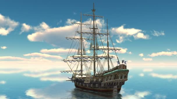 3D CG representación de un velero — Vídeos de Stock