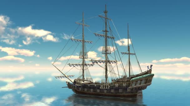 3D CG representación de un velero — Vídeos de Stock