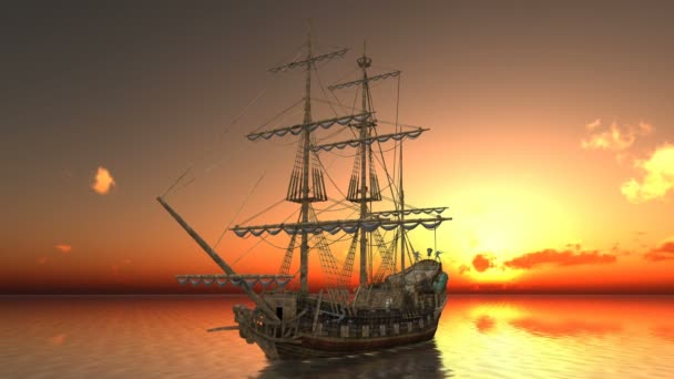 3D CG representación de un velero — Vídeo de stock