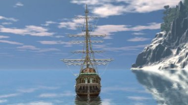 bir yelkenli tekne 3d cg render