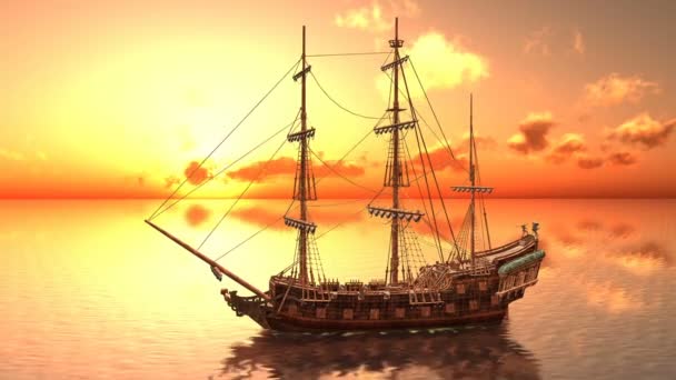 3D CG representación de un velero — Vídeo de stock