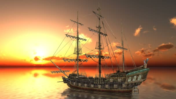 Rendering 3D CG di una barca a vela — Video Stock