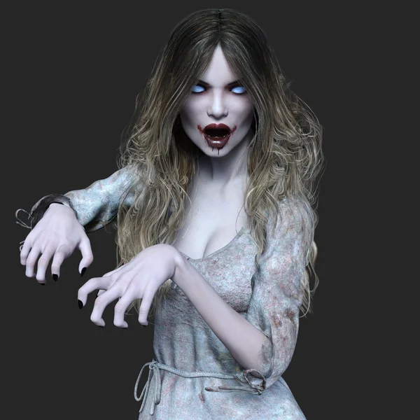 Renderowania 3D cg kobieta zombie. — Zdjęcie stockowe