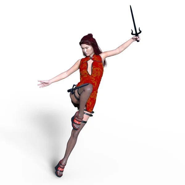 3D CG rendering of a female warrior — Stock Photo, Image