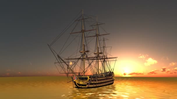 3D CG representación de un velero — Vídeo de stock