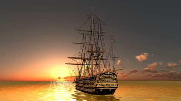 3D CG representación de un velero — Vídeos de Stock