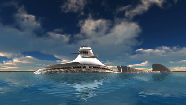 3D CG рендеринг подводной лодки — стоковое видео