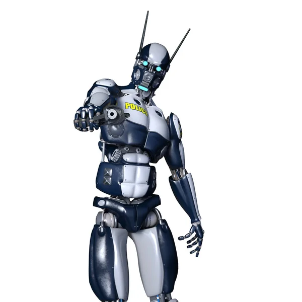 3D cg-rendering av en robot polis — Stockfoto