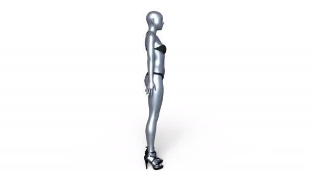 3D rendu 3D d'une femme métallique 
