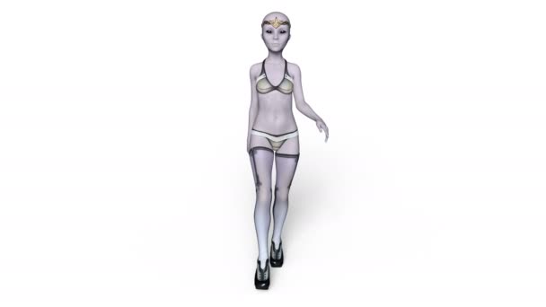 3D CG rendering of a female alien — Stock Video