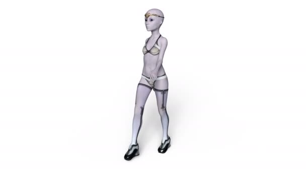 3D rendu 3D d'une extraterrestre féminine — Video