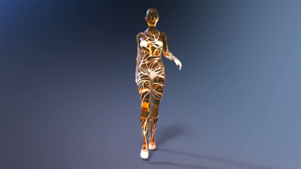 3D rendu 3D d'une femme qui marche 