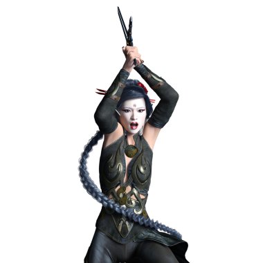 bir kadın savaşçı 3d cg render