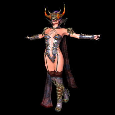 bir canavar maskesi kadının 3d cg işleme