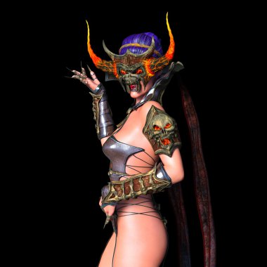 bir canavar maskesi kadının 3d cg işleme