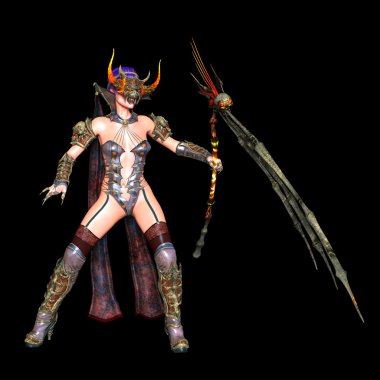 bir canavar maskesi kadının 3d cg işleme