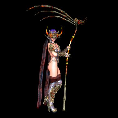 bir canavar maskesi kadının 3d cg işleme