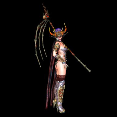 bir canavar maskesi kadının 3d cg işleme