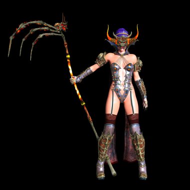 bir canavar maskesi kadının 3d cg işleme