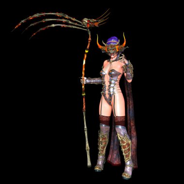 bir canavar maskesi kadının 3d cg işleme