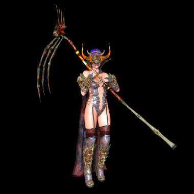 bir canavar maskesi kadının 3d cg işleme