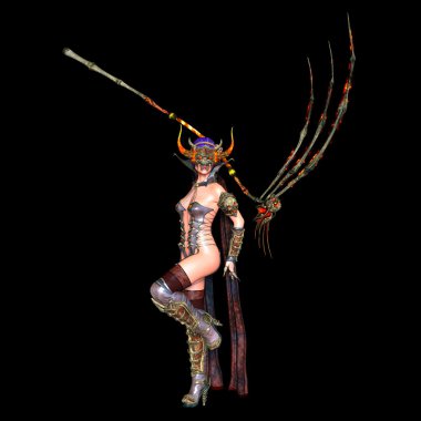 bir canavar maskesi kadının 3d cg işleme