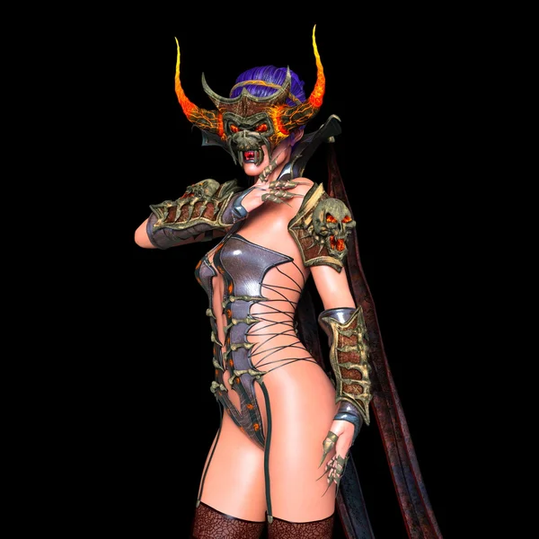 3D CG representación de una mujer máscara monstruo — Foto de Stock