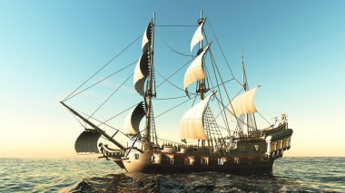 bir yelkenli tekne 3d cg render