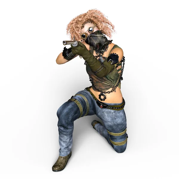 Rendering 3D CG di una guerriera donna — Foto Stock